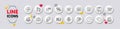 Job interview, Time and Startup line icons. For web app, printing. White buttons 3d icons. Vector