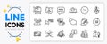 Job interview, Time and Startup line icons. For web app. Vector