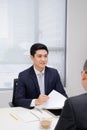 Job interview of two business professionals. Greeting new colleague Royalty Free Stock Photo