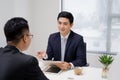 Job interview of two business professionals. Greeting new colleague Royalty Free Stock Photo