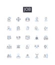 Job line icons collection. Medicinal, Pharmacy, Herbalism, Prescriptions, Compensation, Salary, Pharmacist vector and