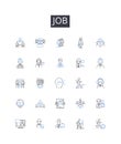 Job line icons collection. Work, Employment, Occupation, Profession, Career, Vocation, Trade vector and linear