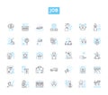 Job linear icons set. Career, Occupation, Employment, Position, Profession, Vocation, Trade line vector and concept