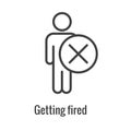 Job Loss, Downsizing, Getting Fired, and Unemployment due to Covid 19 or Coronavirus Icon Royalty Free Stock Photo
