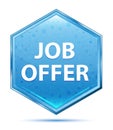 Job Offer crystal blue hexagon button Royalty Free Stock Photo