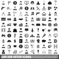 100 job offer icons set, simple style Royalty Free Stock Photo