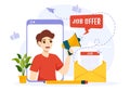Job Offer Vector Illustration with Businessman Recruitment Search, Start Career and Vacancy at a Company in Flat Cartoon