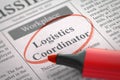 Job Opening Logistics Coordinator. 3d.