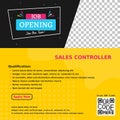 Job opening sales controller design for companies. Square social media post layout. We are hiring modern banner, poster, backgroun Royalty Free Stock Photo