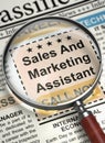 Job Opening Sales And Marketing Assistant. 3D.