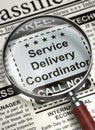 Job Opening Service Delivery Coordinator. 3D. Royalty Free Stock Photo