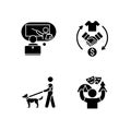 Job opportunities black glyph icons set on white space