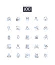 Job line icons collection. Work, Employment, Occupation, Profession, Career, Vocation, Trade vector and linear