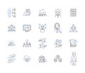 Job output line icons collection. Deliverables, Results, Production, Yield, Outcome, Performance, Accomplishments vector