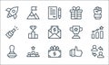 Job promotion line icons. linear set. quality vector line set such as employee, increase, stamp, thumbs up, best employee,