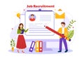 Job Recruitment or We are Hiring Vector Illustration with Candidates Giving CV to Interview Business to Become an Employee