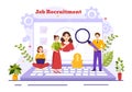 Job Recruitment or We are Hiring Vector Illustration with Candidates Giving CV to Interview Business to Become an Employee