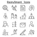 Job, Recruitment, interview, staff, employee icon set in thin line style Royalty Free Stock Photo