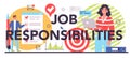 Job responsibilities typographic header. Personnel management and empolyee