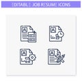 Job resume line icons set. Editable illustrations