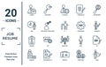job.resume linear icon set. includes thin line career, time, resume, company, boss, fi, cv icons for report, presentation, diagram