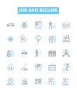 Job and resume vector line icons set. Job, Resume, Employment, Hiring, Interview, Career, Application illustration