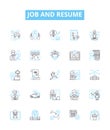 Job and resume vector line icons set. Job, Resume, Employment, Hiring, Interview, Career, Application illustration