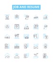 Job and resume vector line icons set. Job, Resume, Employment, Hiring, Interview, Career, Application illustration