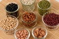 Job's tears, Soy beans, Red beans, black beans, Peanut, pine nut, Almond and green beans. Royalty Free Stock Photo