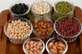 Job's tears, Soy beans, Red beans, black beans, Peanut, pine nut, Almond and green beans. Royalty Free Stock Photo