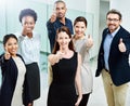 Job satisfaction is a great motivator. High angle portrait of a group of businesspeople standing together and showing a