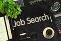 Job Search Concept on Black Chalkboard. 3D Rendering.