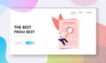 Job Search Landing Page Template. Tiny Male Character Looking for Vacancy Job Using Newspaper