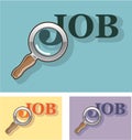 Job search under magnifying glass Vector illustration