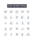 Job searching line icons collection. Career hunting, Employment seeking, Work exploring, Position finding, Occupation Royalty Free Stock Photo