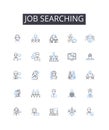 Job searching line icons collection. Career hunting, Employment seeking, Work exploring, Position finding, Occupation Royalty Free Stock Photo