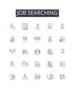 Job searching line icons collection. Career hunting, Employment seeking, Work exploring, Position finding, Occupation Royalty Free Stock Photo