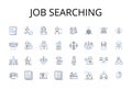 Job searching line icons collection. Career hunting, Employment seeking, Work exploring, Position finding, Occupation Royalty Free Stock Photo