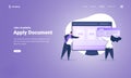 Apply document application to find a new job on landing page concept