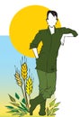 Farmer,Agriculturist, Cartoon Royalty Free Stock Photo