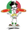 Pizzaiolo cook with Italian Pizza