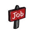 Job wooden sign cartoon on white background