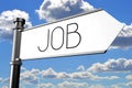 Job - signpost with white arrow, sky Royalty Free Stock Photo