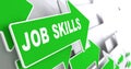 Job Skills on Green Direction Sign - Arrow. Royalty Free Stock Photo