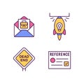 Job transition and resignation RGB color icons set