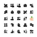 Job vacancy black glyph icons set on white space