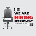 Job Vacancy with Empty office chair.  Business hiring and recruiting employee for empty position,  illustration for banner and Royalty Free Stock Photo