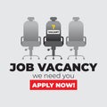 Job Vacancy with Empty office chair.  Business hiring and recruiting employee for empty position,  illustration for banner and Royalty Free Stock Photo