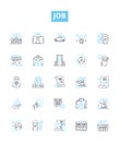 Job vector line icons set. Work, Employment, Profession, Occupation, Task, Employment, Career illustration outline