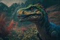 Jobaria Colorful Dangerous Dinosaur in Lush Prehistoric Nature by Generative AI